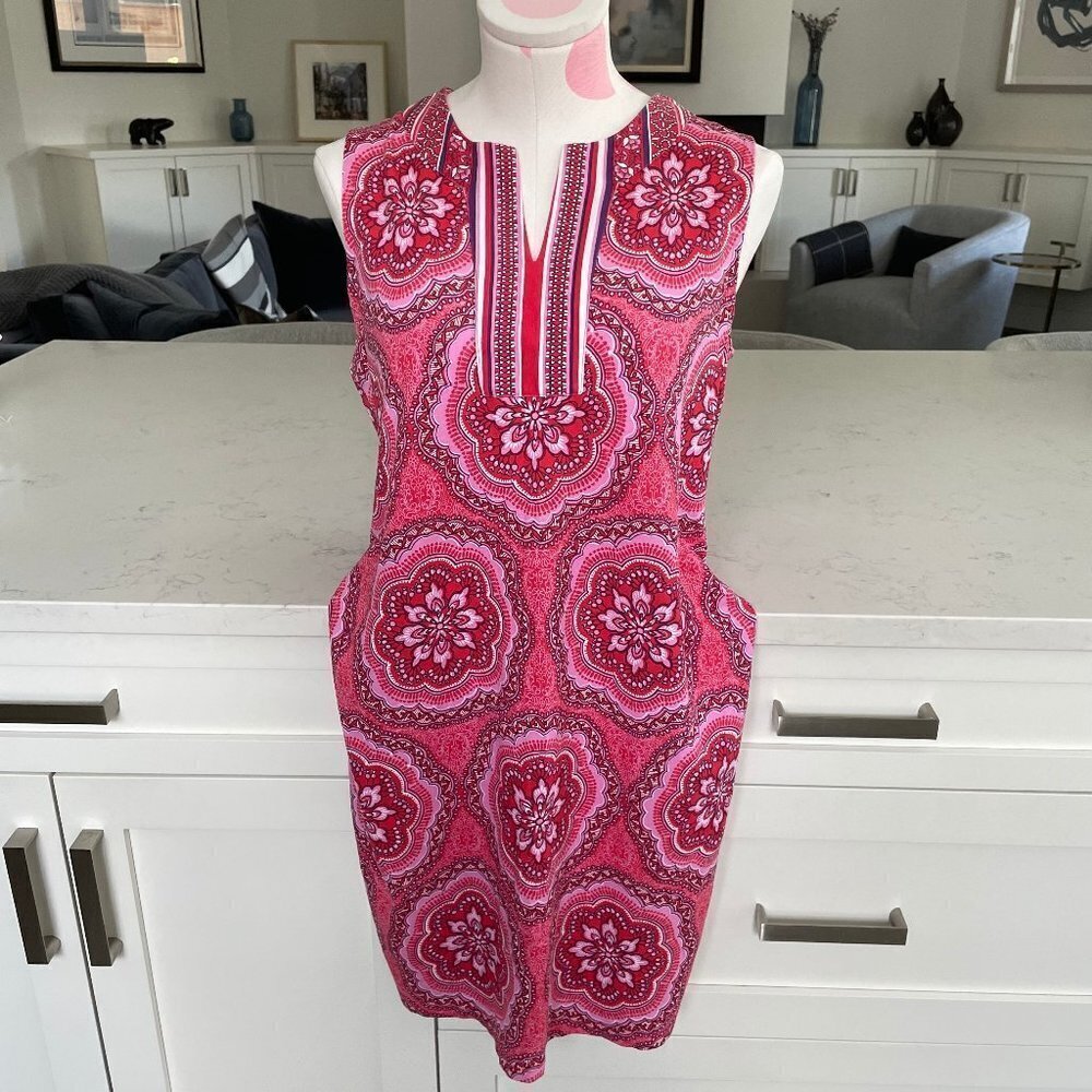 Coolibar Sun Protection You Wear Oceanside Tank Dress UPF +50 Red + Pink Sz S